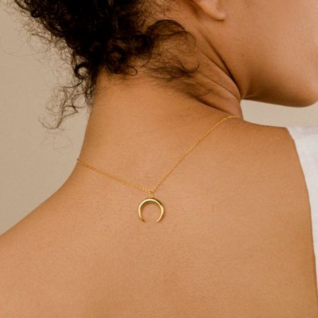 Crescent Moon Pendant necklace for women,Brass 22k gold plated, Handmade jewelry